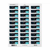 Halloween zwarte schedel op blauwe ijsbeker etiket (Full Sheet)