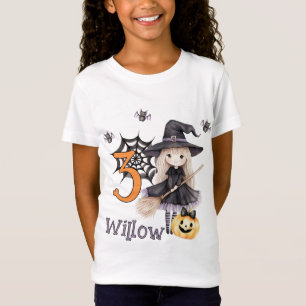 Halloween zwarte Sinaasappel kleine heks Verjaarda T-shirt