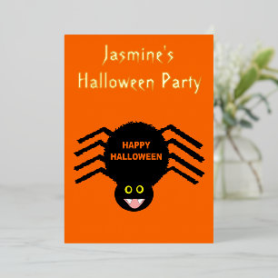 Halloween Zwarte Spin Custom Folie Uitnodiging