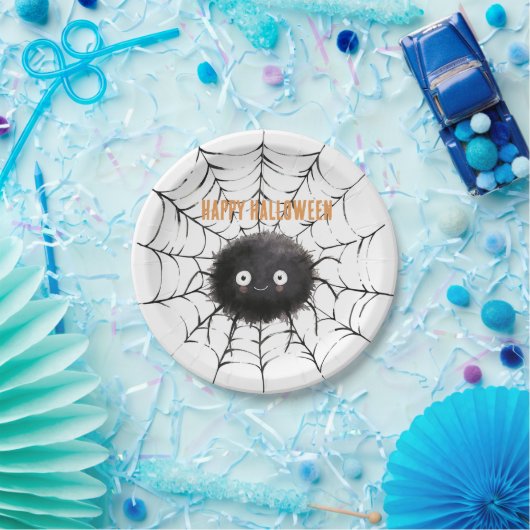 Halloween Zwarte Spin op Web Papieren Bordje (Feest)