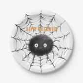 Halloween Zwarte Spin op Web Papieren Bordje (Voorkant)