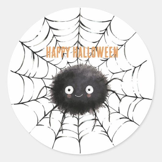 Halloween Zwarte Spin op Web Ronde Sticker (Voorkant)
