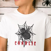 Halloween Zwarte Spin Spinnenweb Naam T-shirt
