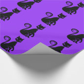 Halloween zwarte spookachtige kat cadeaupapier (Hoek)