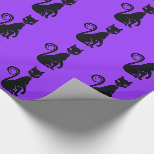 Halloween zwarte spookachtige kat cadeaupapier (Hoek)