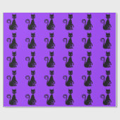 Halloween zwarte spookachtige kat cadeaupapier (Vlak)