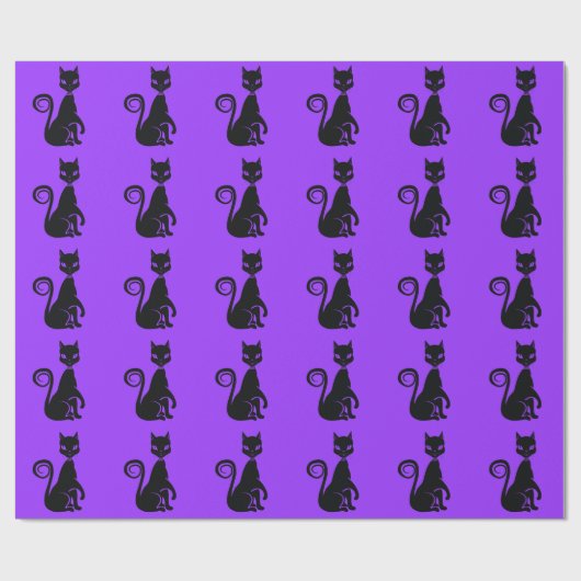 Halloween zwarte spookachtige kat cadeaupapier (Vlak)
