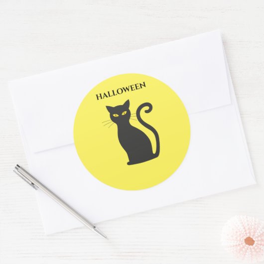 HALLOWEEN zwarte stickers. Ronde Sticker (Envelop)