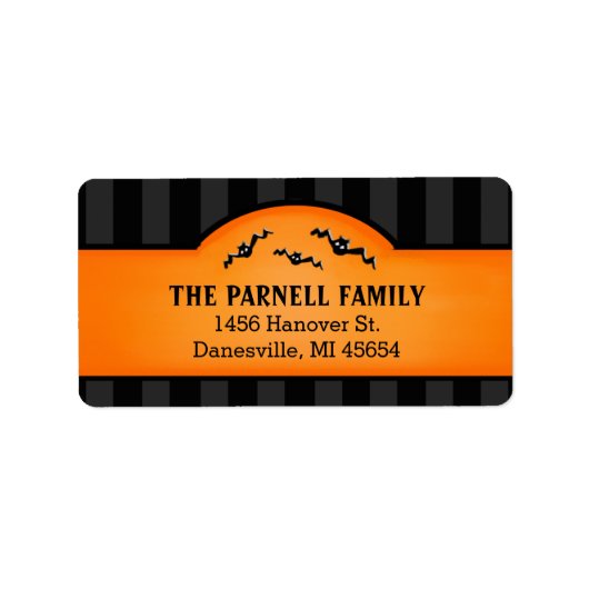 Halloween zwarte strepen & Sinaasappel labels met  (Voorkant)