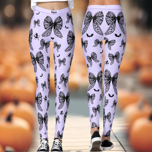 Halloween zwarte strik coquette Paarse heks naam Leggings