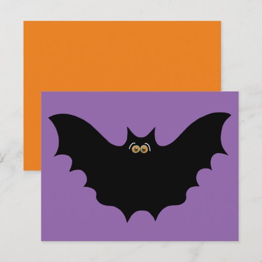Halloween Zwarte Vleermuis Briefkaart (Voorkant / Achterkant)