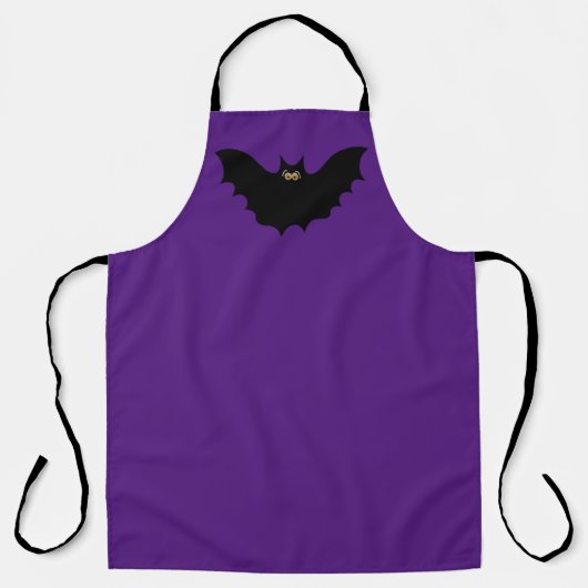 Halloween Zwarte Vleermuis Paarse Schort (Voorkant)