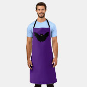 Halloween Zwarte Vleermuis Paarse Schort (Gedragen)