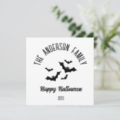 Halloween zwarte vleermuizen gepersonaliseerde naa feestdagenkaart (Staand voorkant)