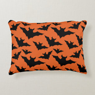 Halloween zwarte vleermuizen oranje cool griezelig accent kussen