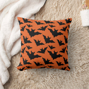 Halloween zwarte vleermuizen oranje cool griezelig kussen