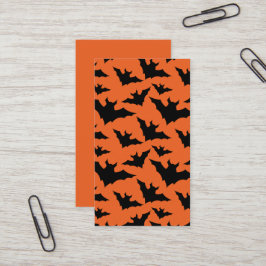 Halloween zwarte vleermuizen oranje cool griezelig visitekaartje