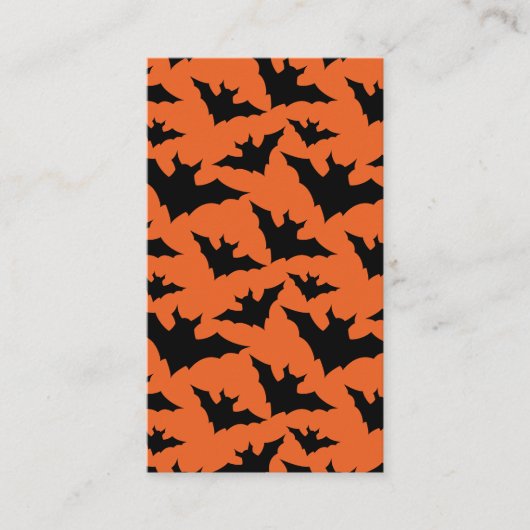 Halloween zwarte vleermuizen oranje cool griezelig visitekaartje (Voorkant)