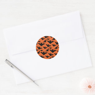 Halloween zwarte vleermuizen oranje koele enge pat ronde sticker