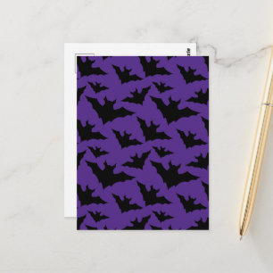 Halloween zwarte vleermuizen paarse koele griezeli briefkaart