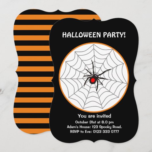 Halloween Zwarte Weduwe Spin Uitnodiging (Voorkant / Achterkant)