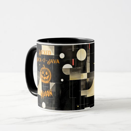 Halloween - Zwarte Wicked Jack-o'-Java Pompoen Mok (Voorkant links)