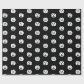 Halloween zwarte witte jack o lantaarn patroon cadeaupapier (Vlak)