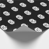 Halloween zwarte witte jack o lantaarn patroon cadeaupapier (Hoek)