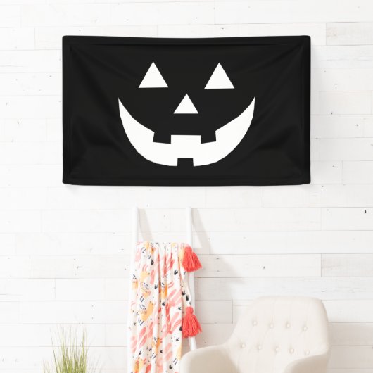 Halloween zwarte witte Jack o lantaarn Spandoek (Insitu)