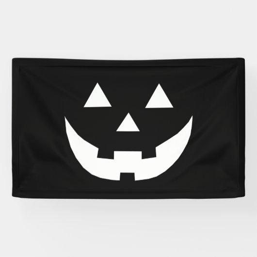 Halloween zwarte witte Jack o lantaarn Spandoek (Horizontaal)