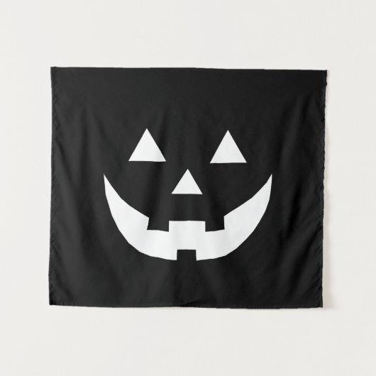 Halloween zwarte witte Jack o lantaarn Wandkleed (Voorkant (horizontaal))