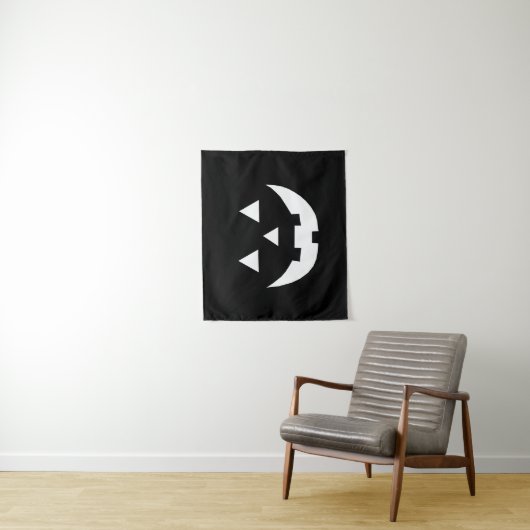 Halloween zwarte witte Jack o lantaarn Wandkleed (In situ)