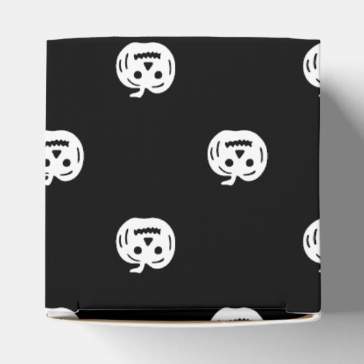 Halloween zwarte witte jack o lantaarnpatroon scha bedankdoosjes (Bovenkant)