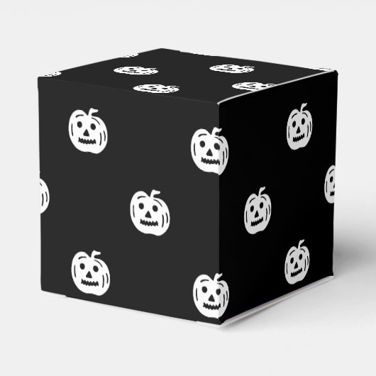 Halloween zwarte witte jack o lantaarnpatroon scha bedankdoosjes (Achterkant)