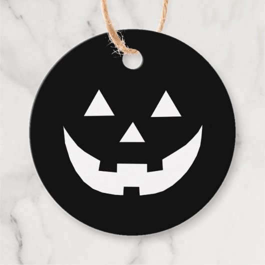 Halloween zwarte witte Jack o lantaarnpompoen Bedankjes Labels (Voorkant)