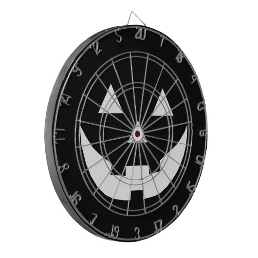 Halloween zwarte witte Jack o lantaarnpompoen Dartbord (Voorkant Links)
