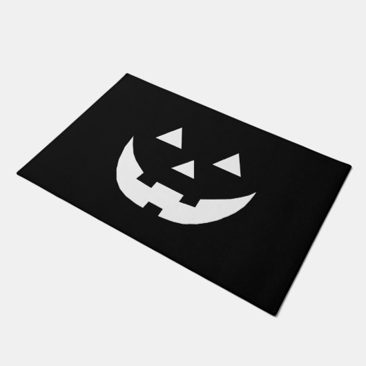 Halloween zwarte witte Jack o lantaarnpompoen scha Deurmat (Schuin)