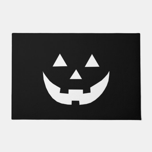 Halloween zwarte witte Jack o lantaarnpompoen scha Deurmat (Voorkant)
