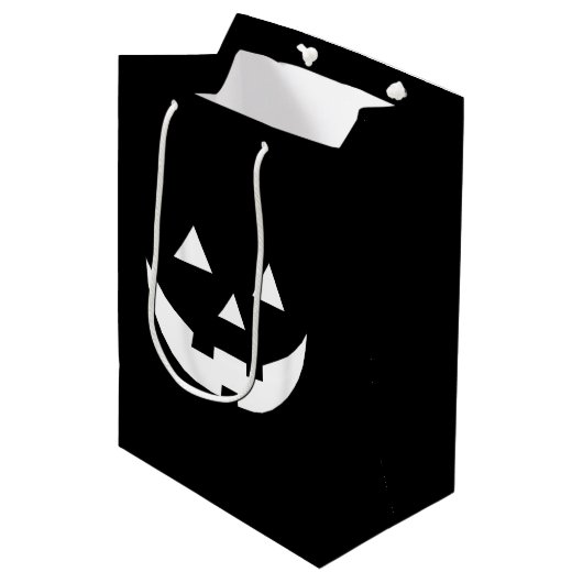 Halloween zwarte witte Jack o lantaarns enguaire b Medium Cadeauzakje (Voorkant Gekanteld)