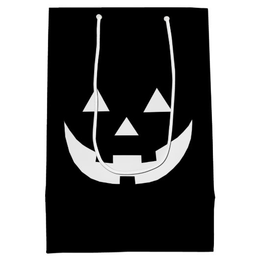 Halloween zwarte witte Jack o lantaarns enguaire b Medium Cadeauzakje (Achterkant)