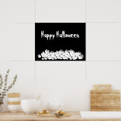 Halloween zwarte witte schedelpile aangepaste teks poster (Keuken)