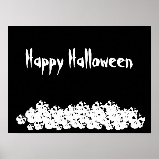 Halloween zwarte witte schedelpile aangepaste teks poster (Voorkant)