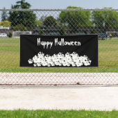 Halloween zwarte witte schedelpile aangepaste teks spandoek (Insitu)