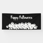 Halloween zwarte witte schedelpile aangepaste teks spandoek (Horizontaal)
