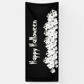 Halloween zwarte witte schedelpile aangepaste teks spandoek (Verticaal)