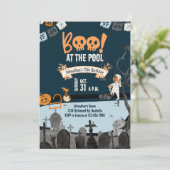 Halloween Zwembad Party Kinder Zwemmen Halloween V Kaart (Staand voorkant)