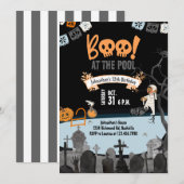 Halloween Zwembad Party Kinder Zwemmen Halloween V Kaart (Voorkant / Achterkant)