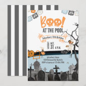 Halloween Zwembad Party Kinder Zwemmen Halloween V Kaart (Voorkant / Achterkant)