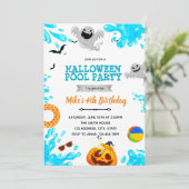 Halloween zwembadfeest uitnodiging (Staand voorkant)