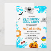 Halloween zwembadfeest uitnodiging (Voorkant / Achterkant)